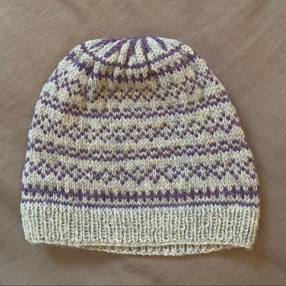 Hand Knit Fair Isle Wool Cap - Picture 2 of 5